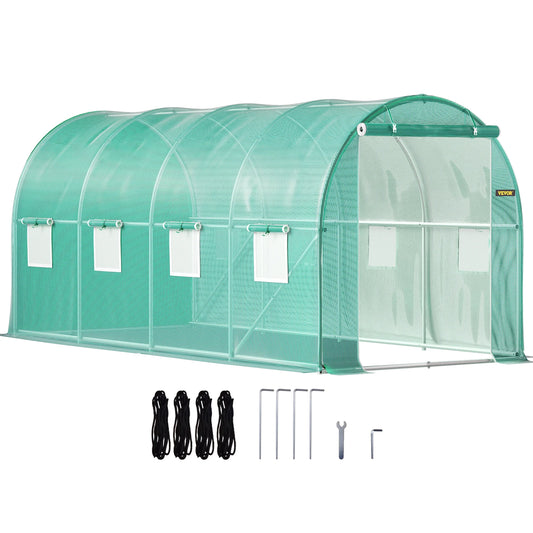 SucceBuy Galvanized Steel Walk-in Tunnel Greenhouse