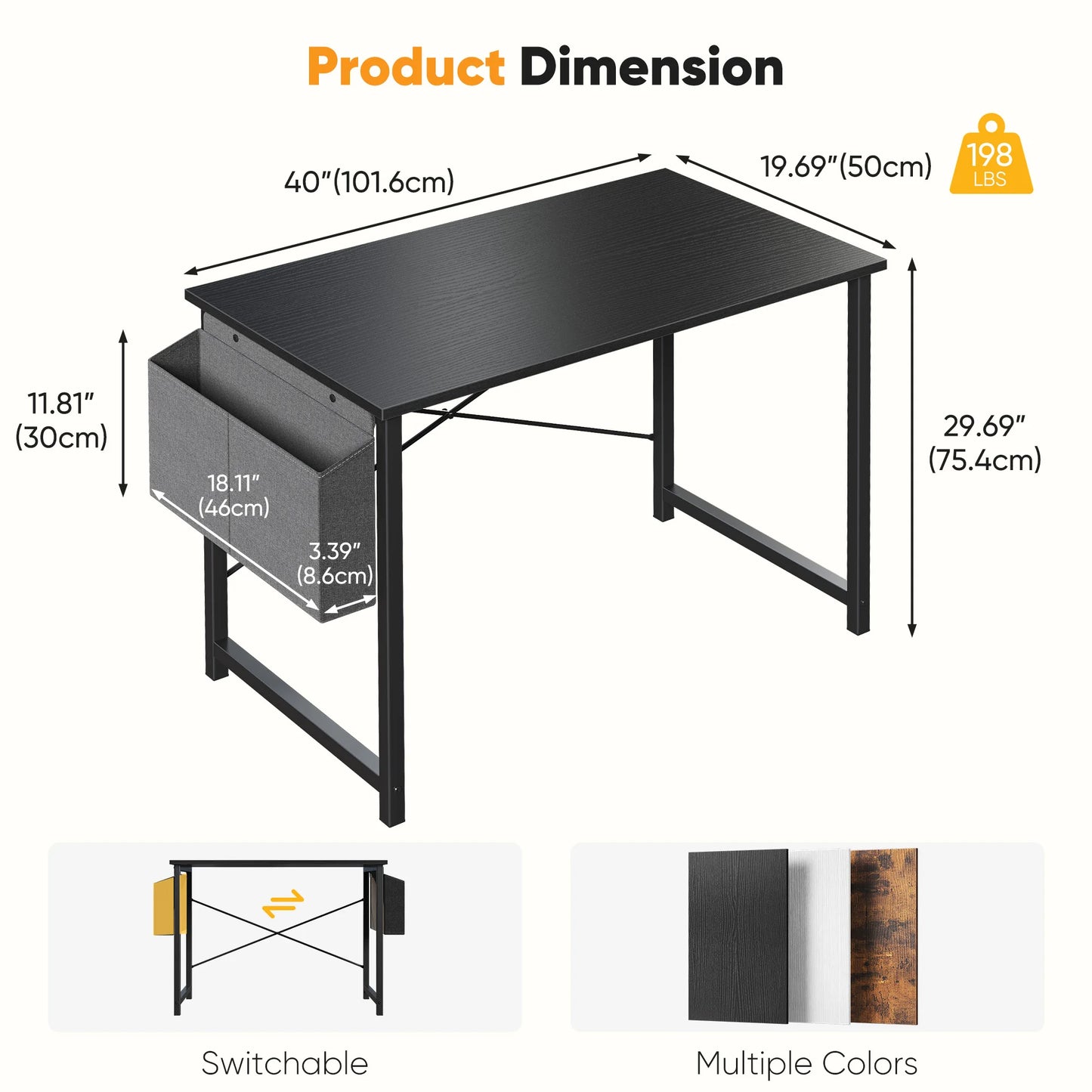 JHK 55 Inch Computer Office Desk With Storage Bag