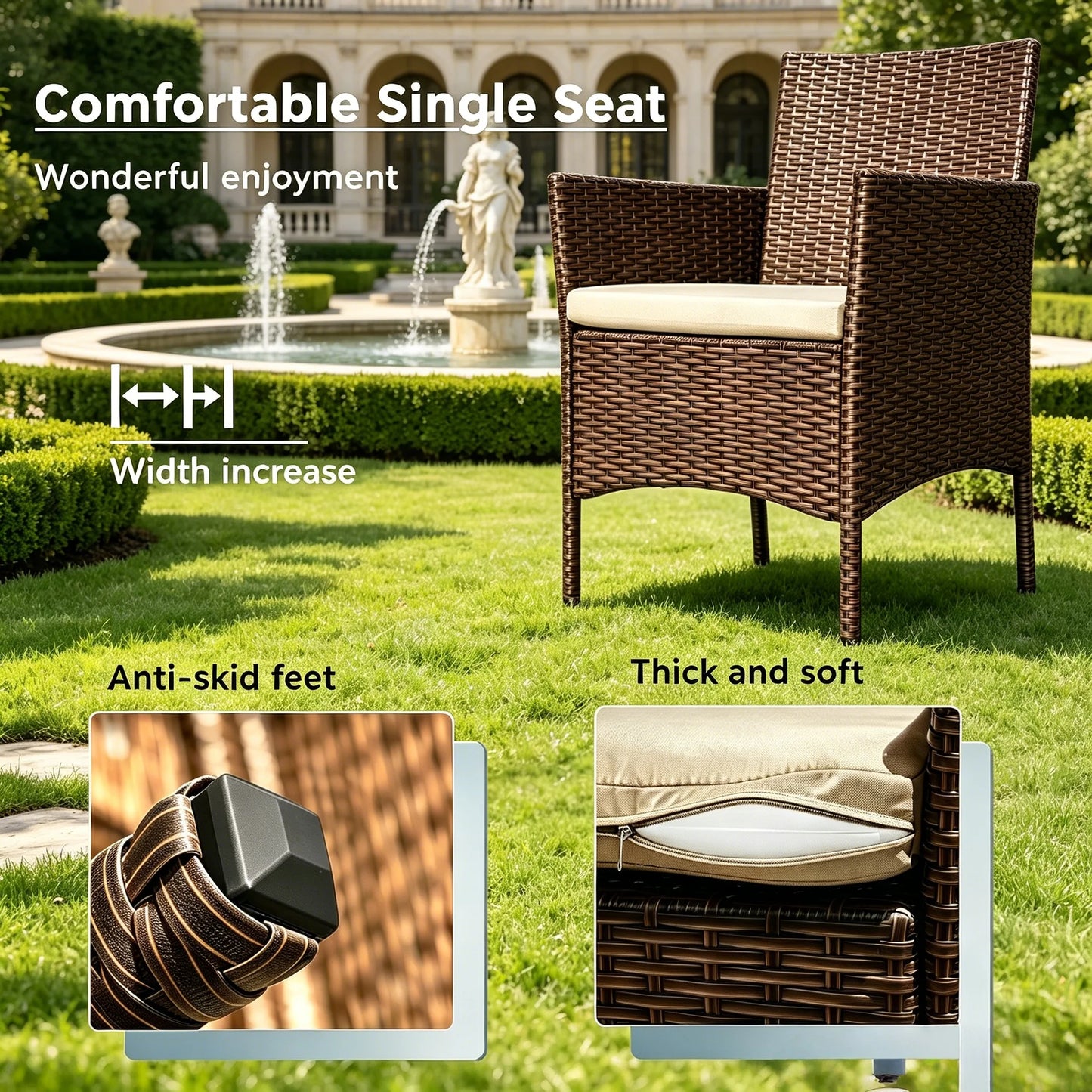 Outdoor Rattan Patio Furniture Set 4 Piece With Cushions And Glass Coffee Table