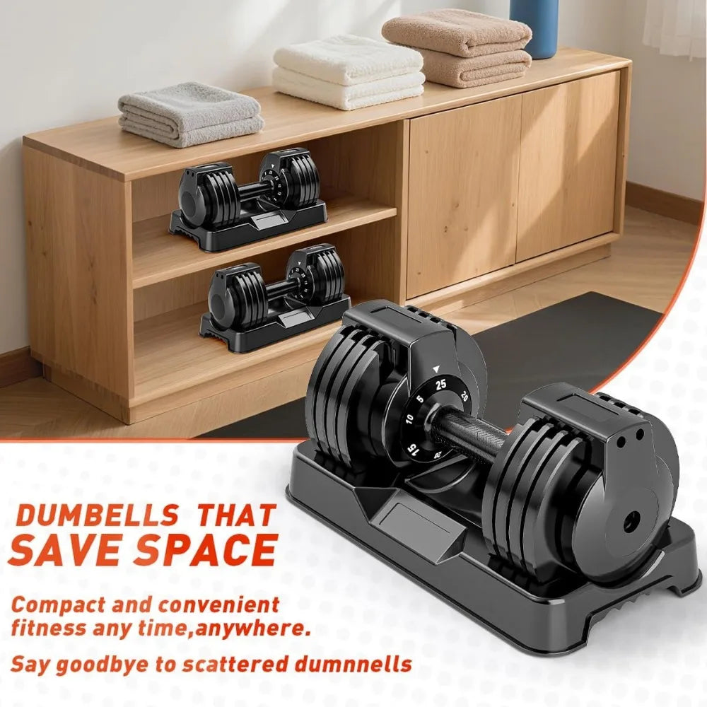 50lb Adjustable Dumbbell Set with Quick Lock Design