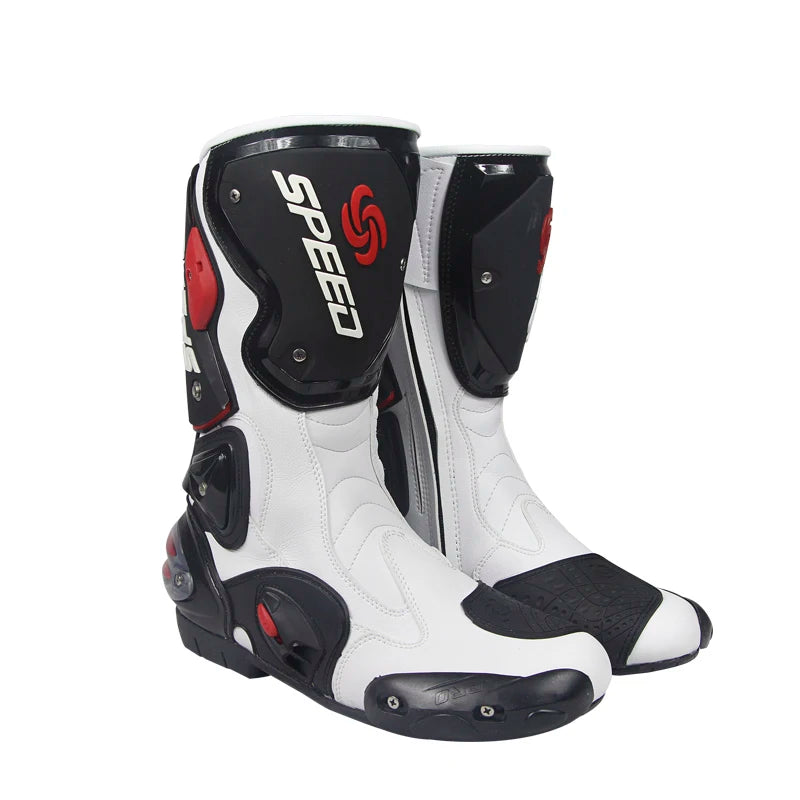 Leather Unisex Motorcycle Boots With Rubber Outsole