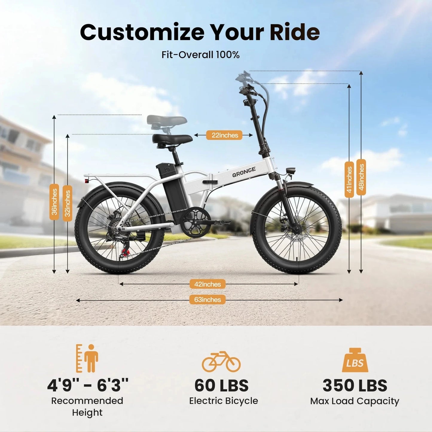 Qronge Waterfall 1000W Electric Bike Fat Tire Commuter Ebike