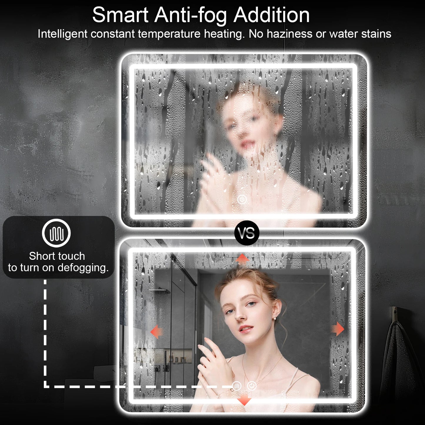 MYGIIVOVO Fogless LED Bathroom Mirror With Backlit Demister
