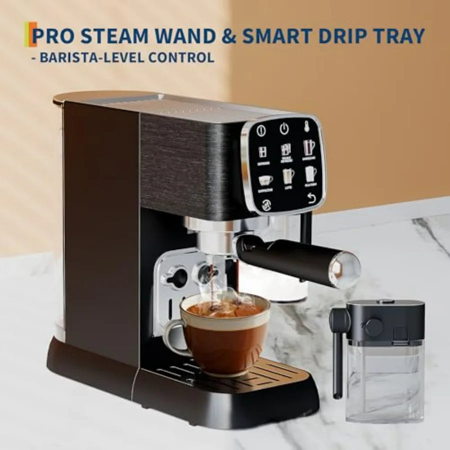 Compact 20 Bar Professional Espresso Machine with Milk Frother and Touchscreen Adjustable Temperature Espresso Coffee Machine F