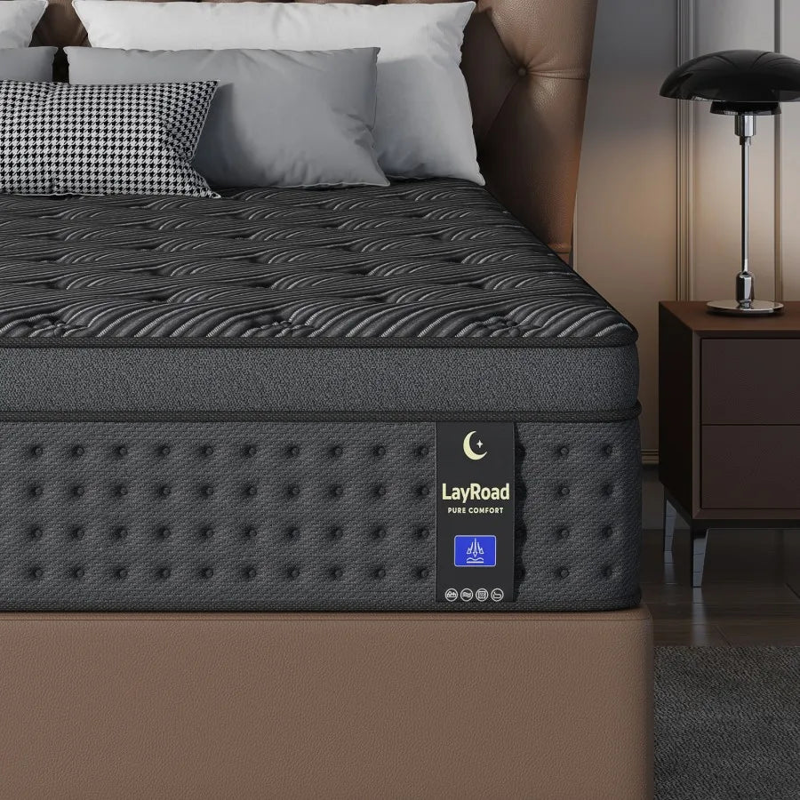 12inch Memory Foam Hybrid Mattress With Pocket Springs, Twin, Full, Queen, King, Sizes In A Box, Medium Firm, Mattresses For Support Comfort, Fiberglass-Free Suitable For Home Bedrooms, Hotels And Halls Of Residence