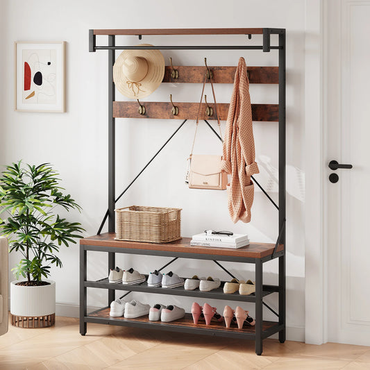 TWISTER.CK 5 In 1 Coat Rack With Shoe Bench Storage