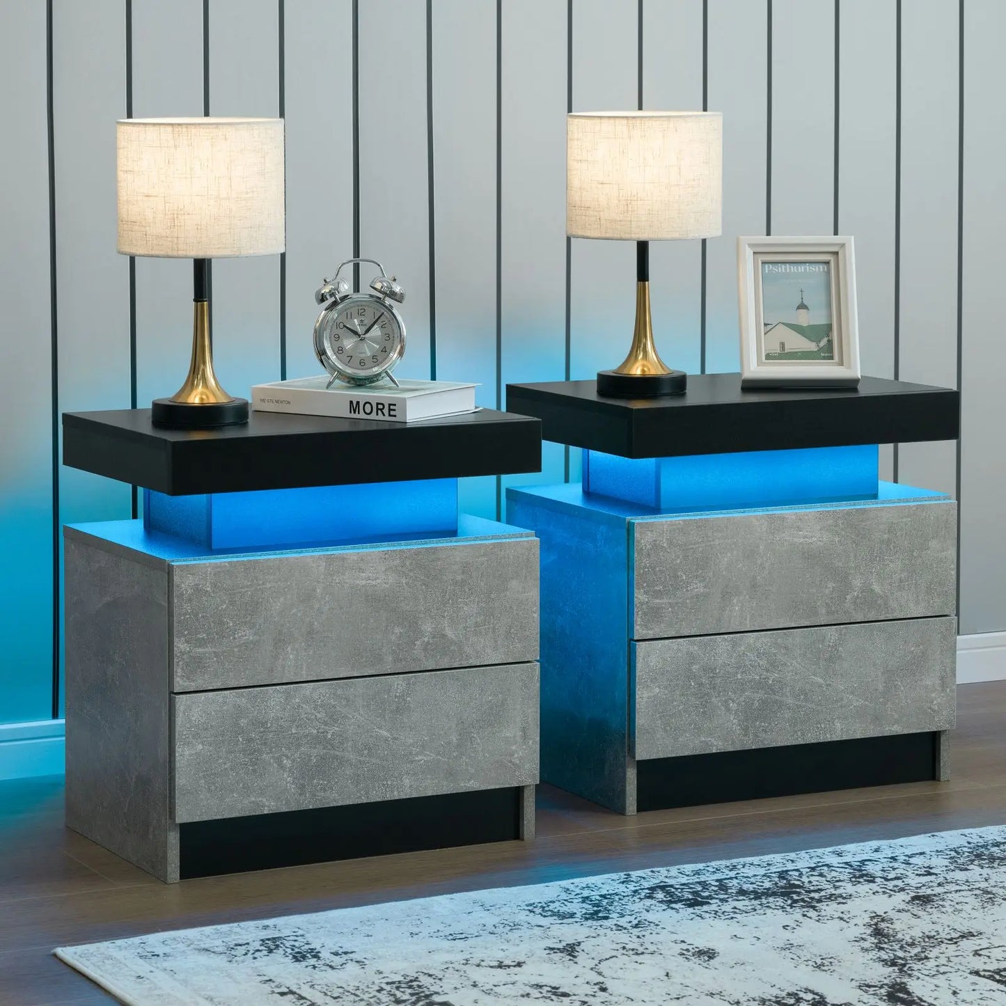 Cubehom Modern Morocco Base LED Nightstand Set Of 2