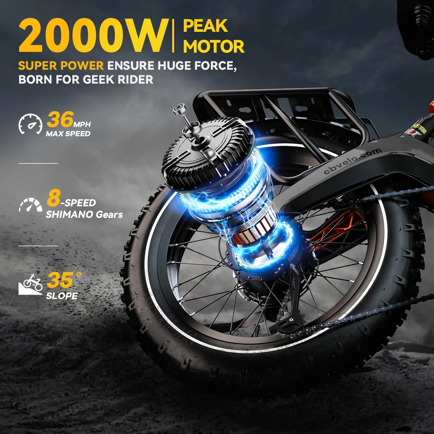 Cybervelo 2000W Foldable Electric Bike With Dual Battery