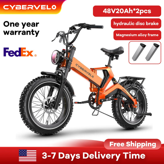 Cybervelo 2000W Foldable Electric Bike With Dual Battery