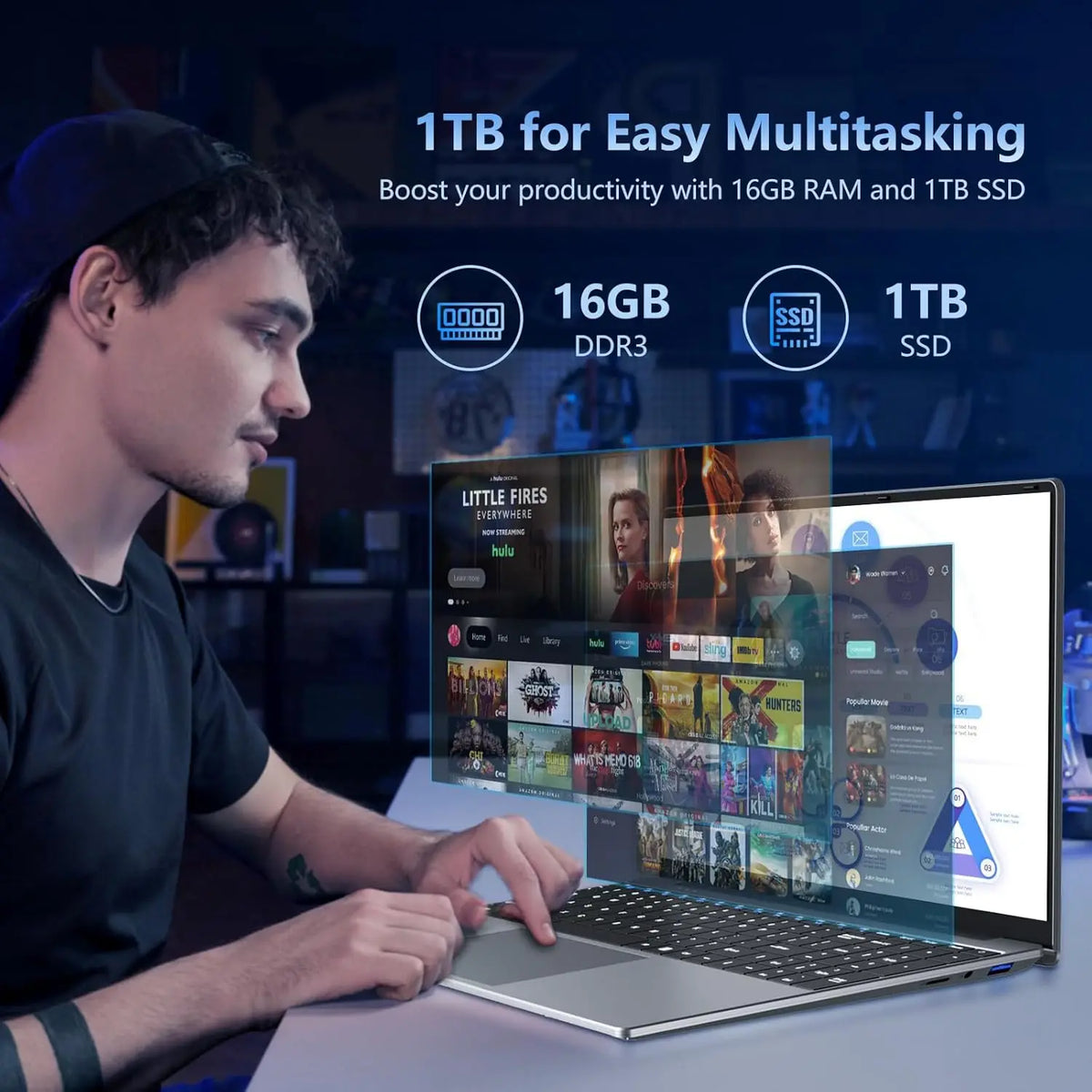 Xiaman 15.6" Intel Notebook PC Ultra Slim Laptop Intel Core i3-6100U 16GB RAM 1TB 2TB SSD Office Study Computer PC Windows 11