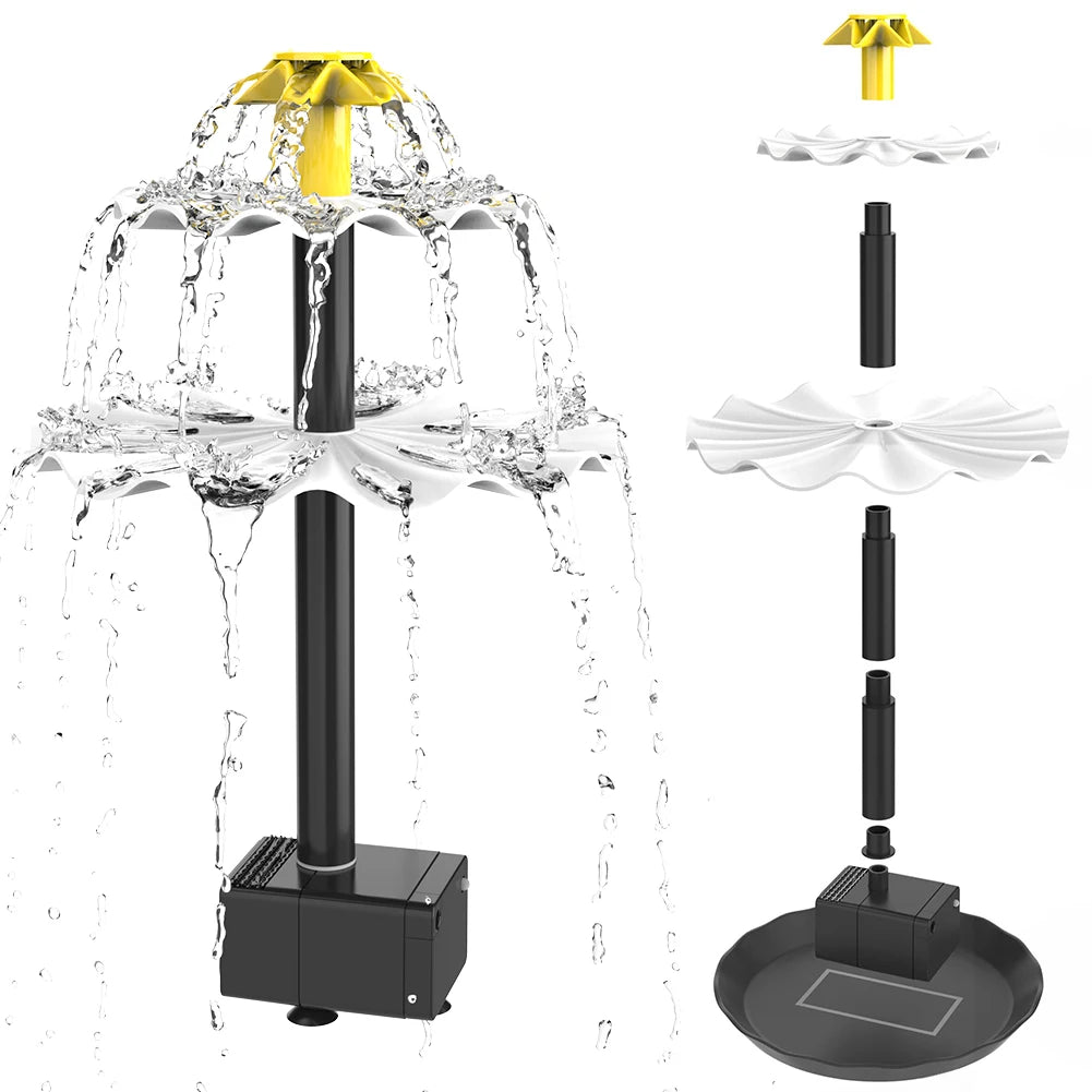 Alloet 3-Tier Solar Bird Bath Fountain For Outdoor Patio Garden