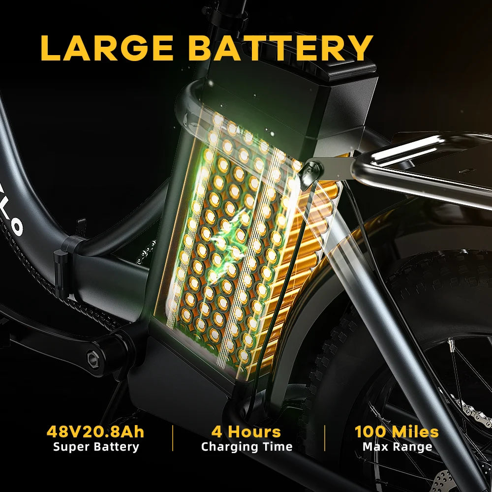 Cybervelo 1000W Foldable Electric Bike With Large Battery