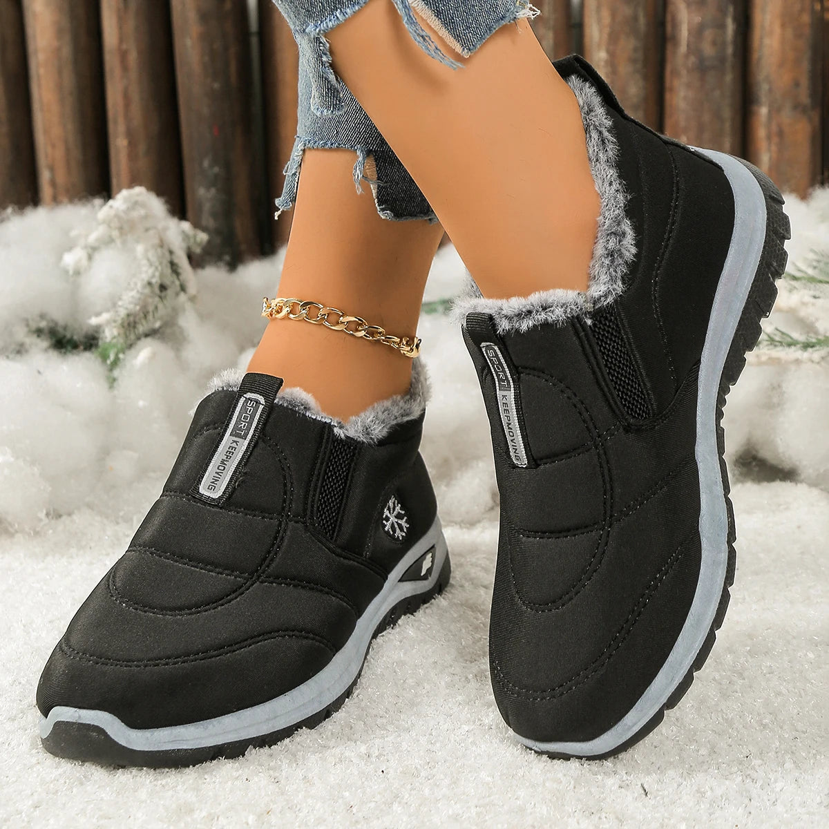 Women's Snow Boots With Fleece Lining For Warmth And Grip
