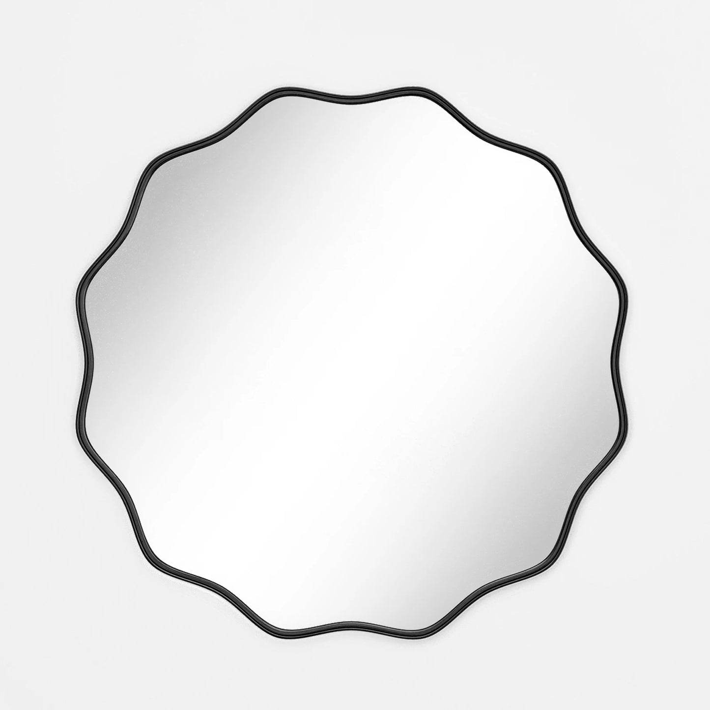 BEAUTYPEAK Wavy Round Decorative Wall Mirror With Deep Frame
