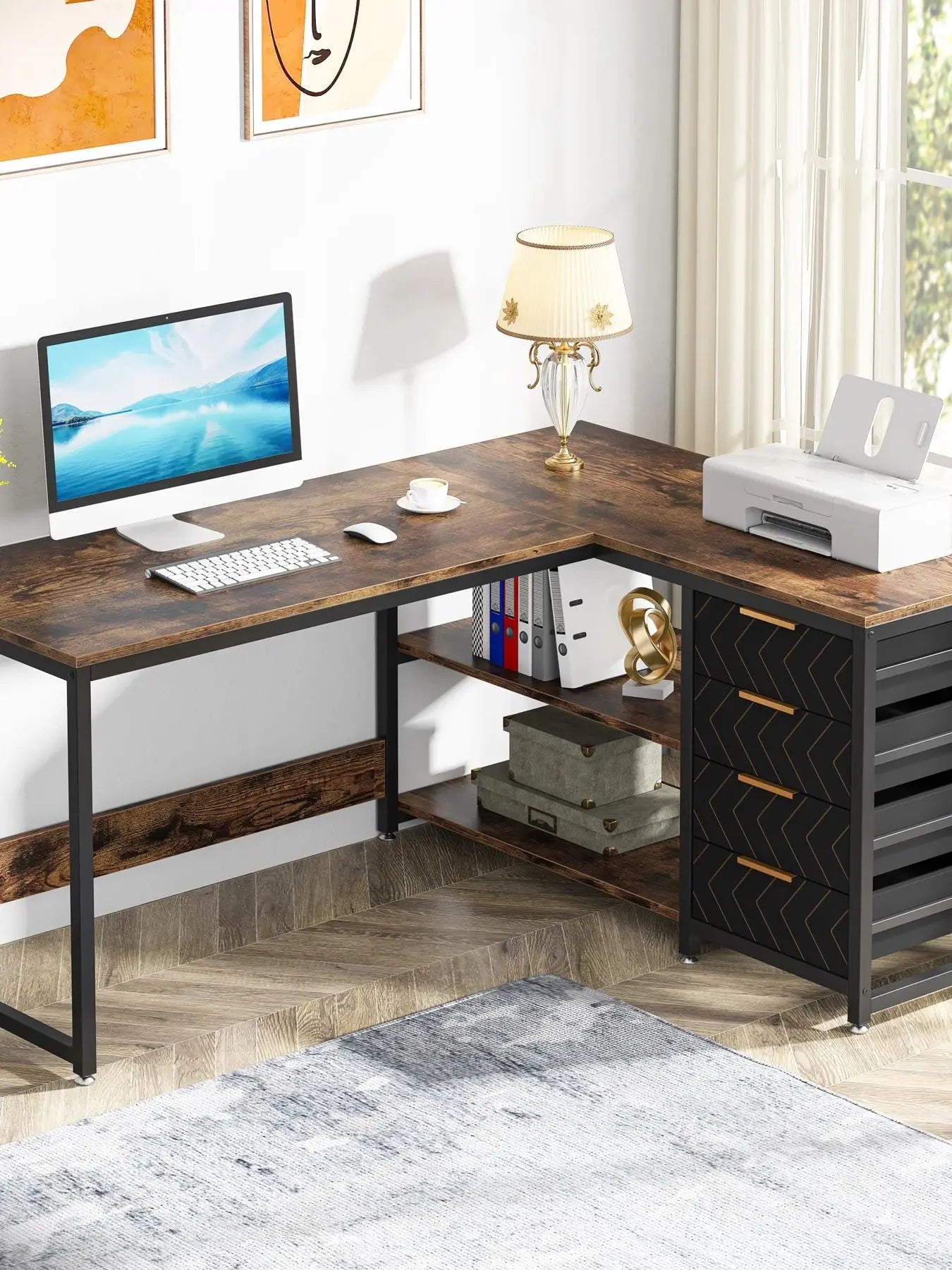 Tribesigns 59 Inch L Shaped Computer Desk With Storage