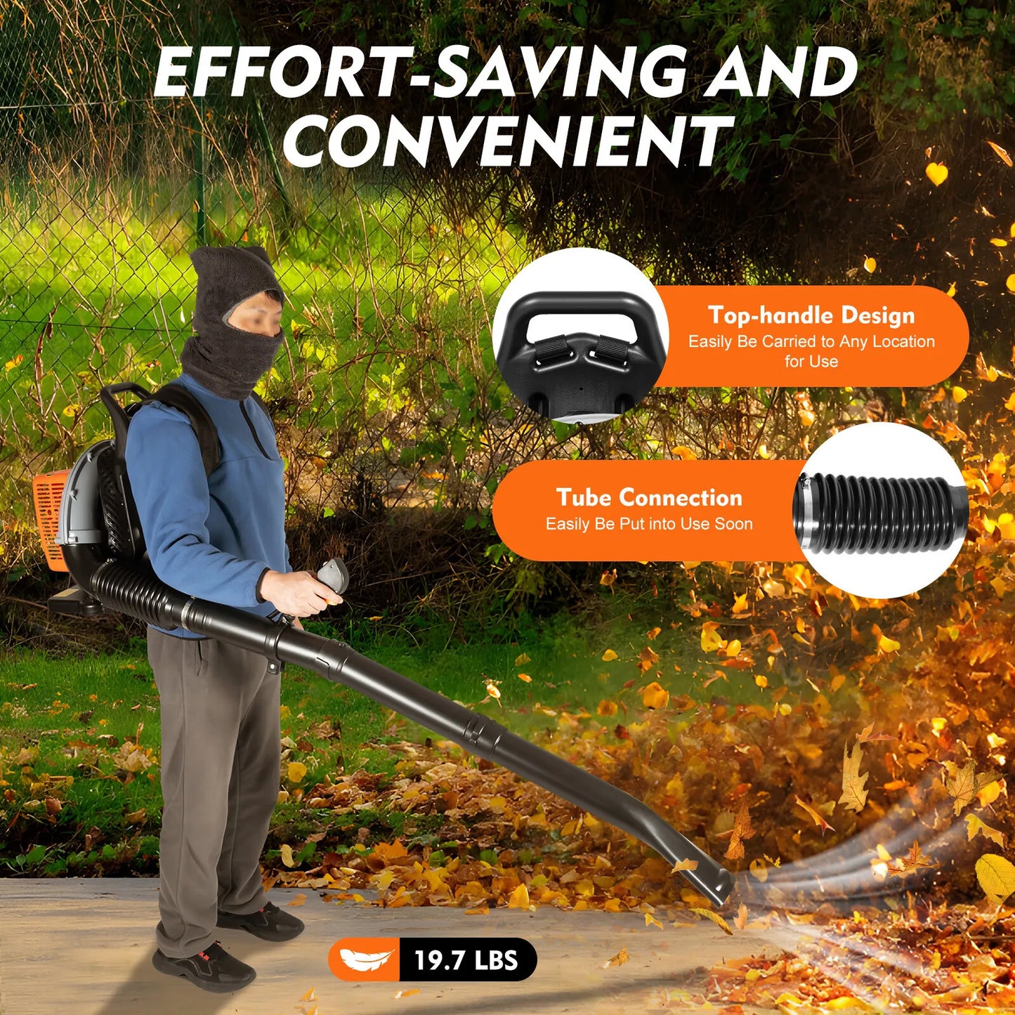 Bymaocar 2-Stroke Gas Leaf Blower Backpack 2.7kW
