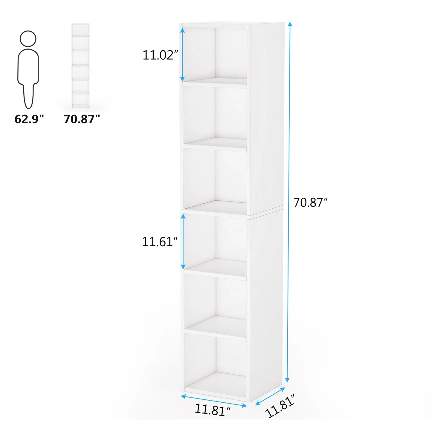 Tribesigns Narrow Corner Bookcase With Six Cube Display Shelves