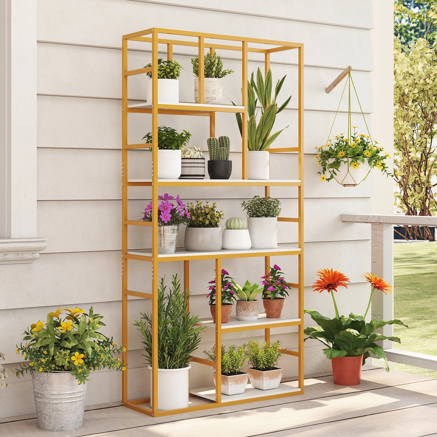 71” 5 Tier Tall Bookshelf w/ Open Storage Shelves, Metal Frame for Bedroom Office