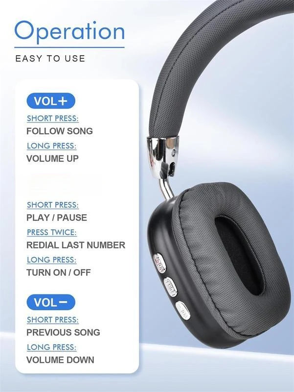 Wireless Bluetooth Headphones Foldable Deep Bass With Active Noise Cancellation