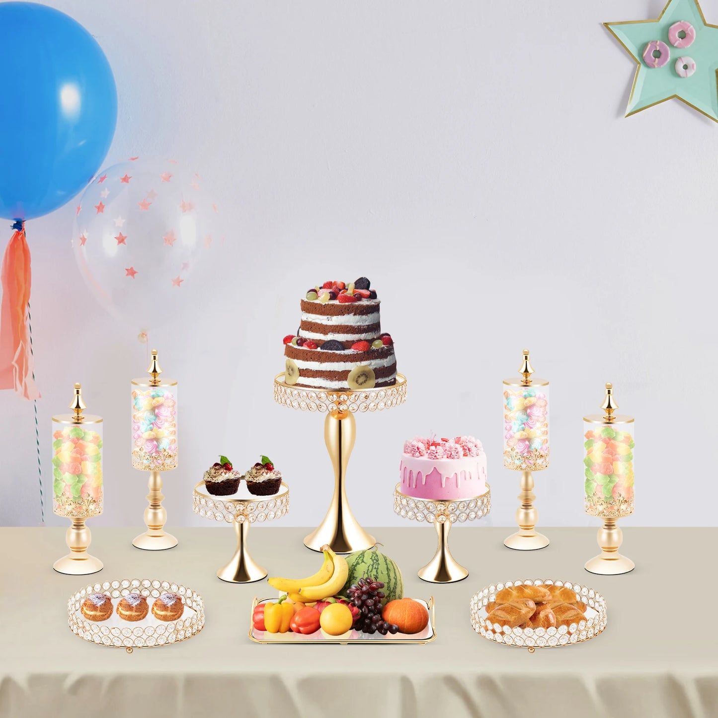 10 Pieces Cake Stand Set for Display And Decoration Ideal for Cake Shops Bakeries Weddings - Kitchen Dining Accessories
