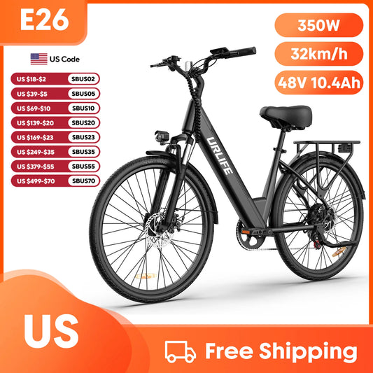 E26 Electric Bike 750W Peak Motor City Commuter
