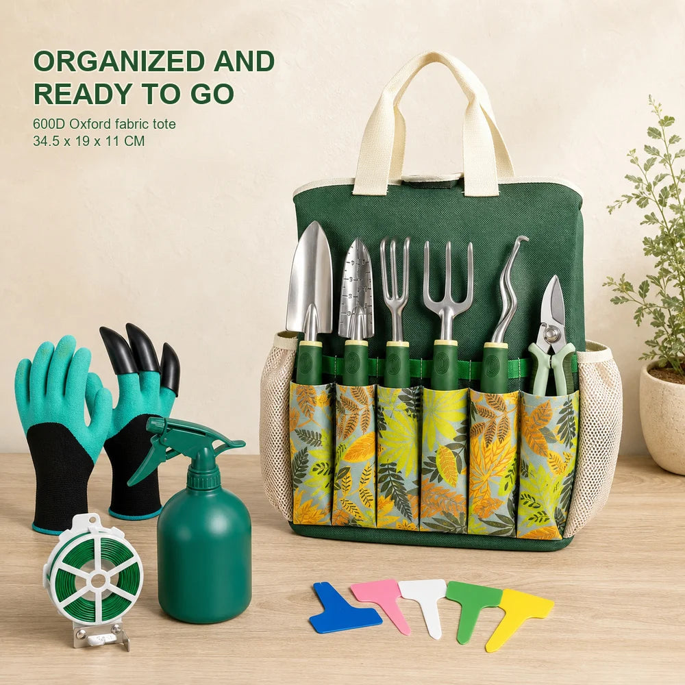 Professional 16 Piece Aluminum Garden Tool Set With Gloves