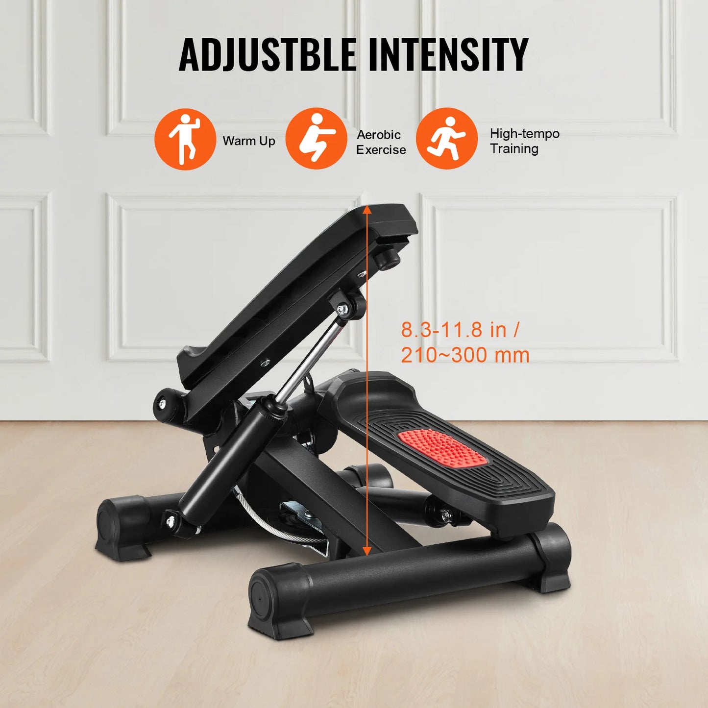 VEVOR Stair Stepper for Exercise at Home Hydraulic Fitness Twist Stepper with Resistance Bands LCD Monitor 330 LBS Capacity