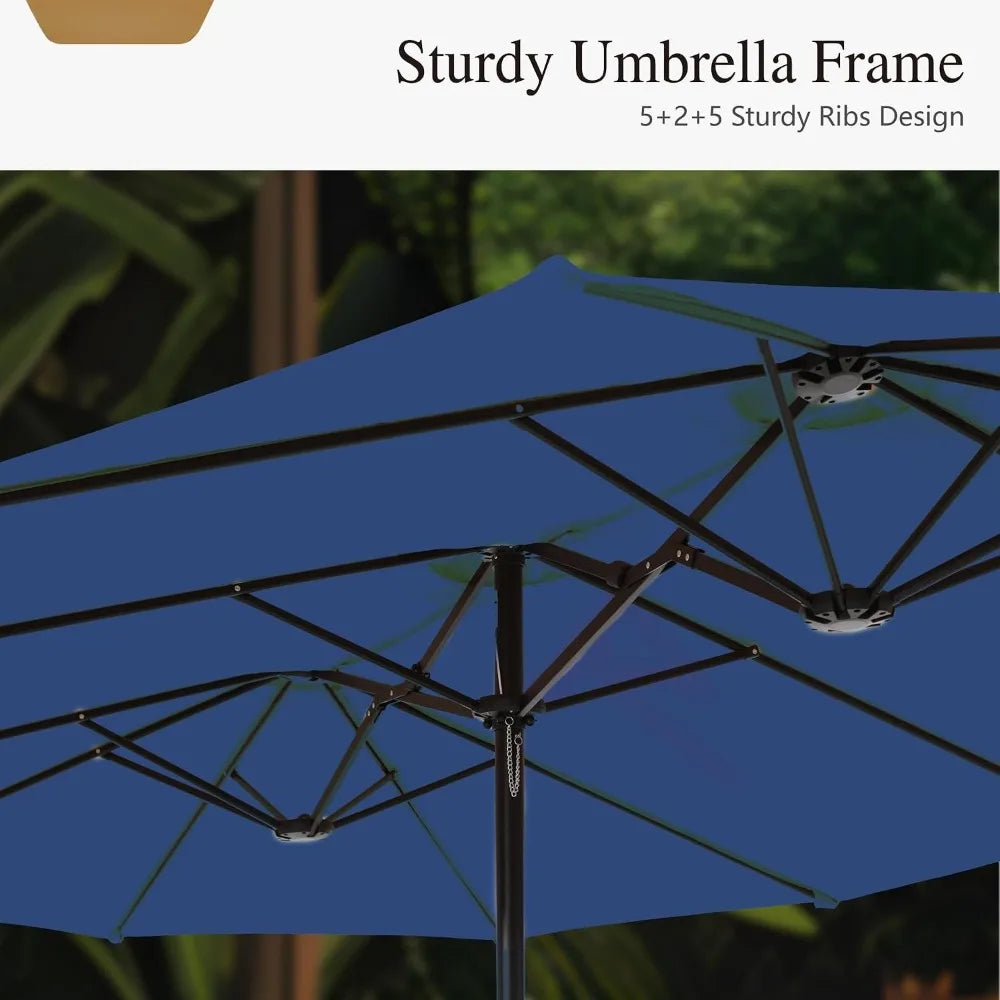 Rectangular Market Patio Umbrella With Stainless Steel Frame And Base Included