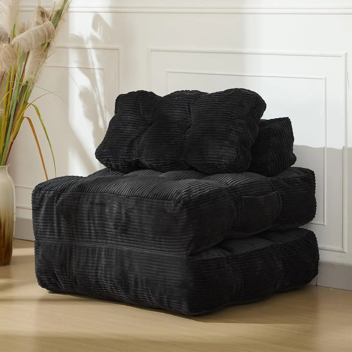 HiMiss Modern Foldable Sofa Bed With Soft Fabric Upholstery