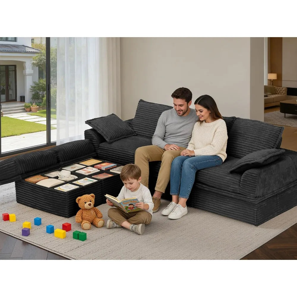 U Shaped Sectional Sofa With Storage And Ottoman Modern Comfort