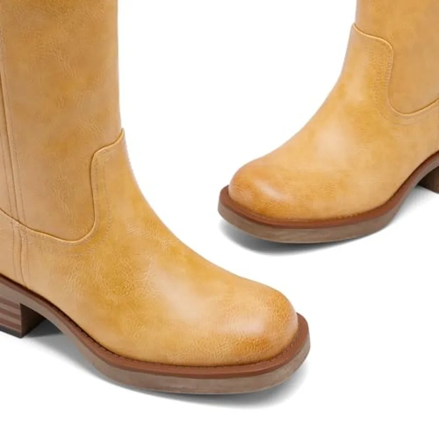 Dream Pairs Women's Square Toe Platform Knee High Riding Boots