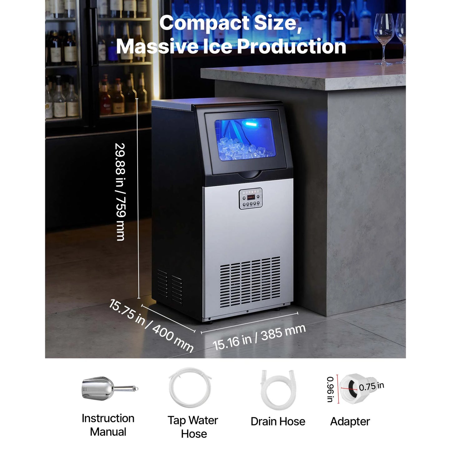 SucceBuy Commercial Ice Maker Machine 80lbs To 440lbs 24 Hours Stainless Steel