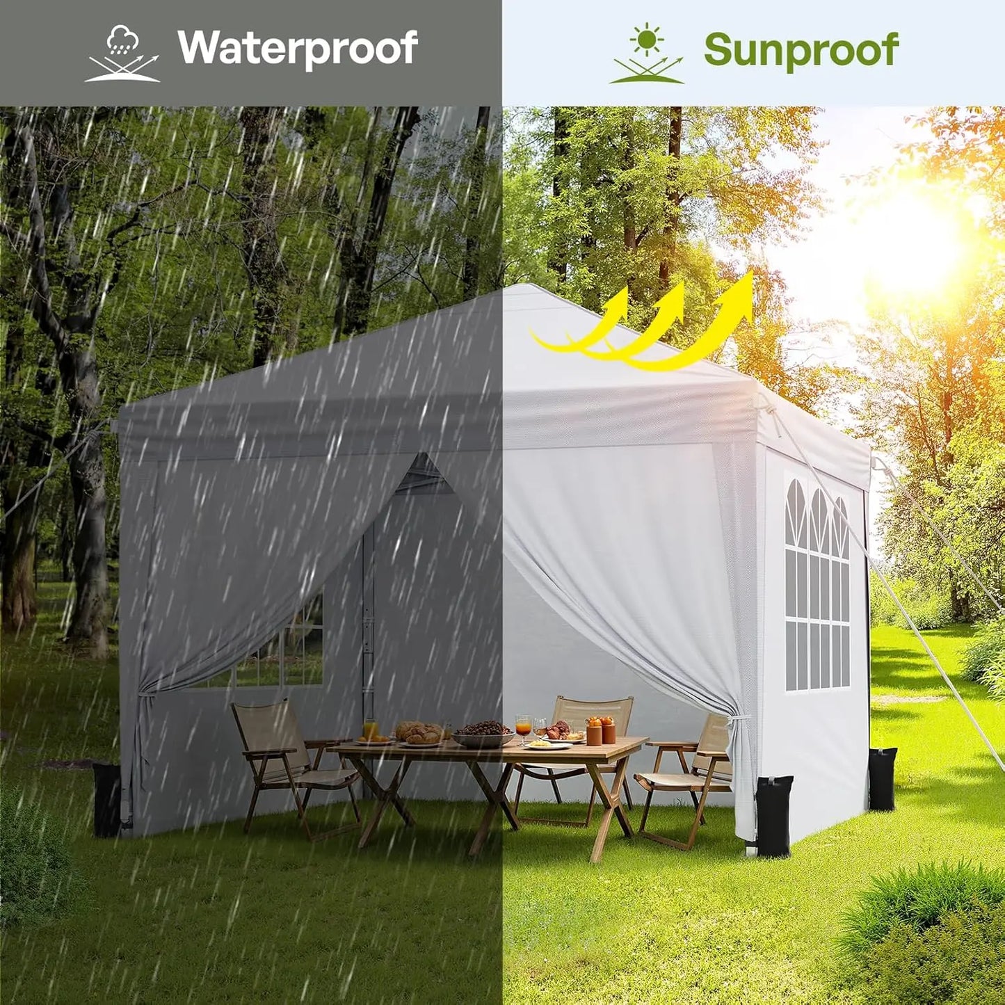 Pop Up Canopy With Sidewalls UV Blocking Tent For Events