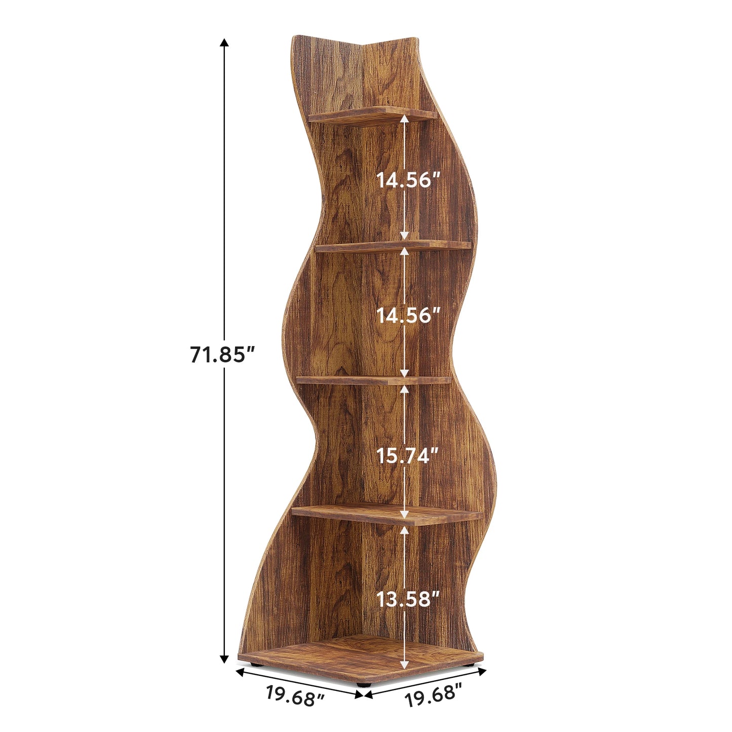 Tribesigns Rustic 5-Tier Corner Shelf Wall Bookcase For Living Room