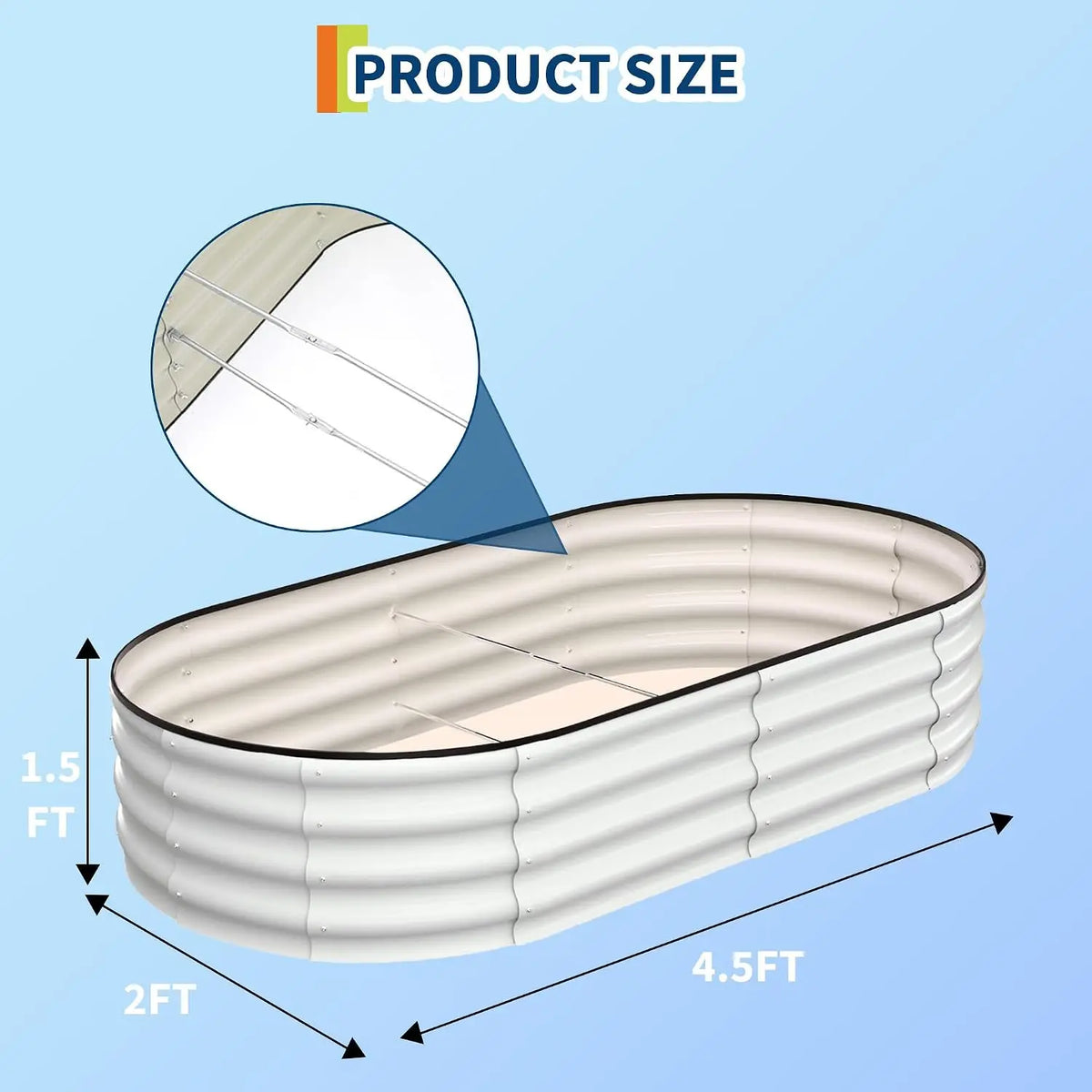 Tacleekii Galvanized Steel Oval Raised Garden Bed Planter Box