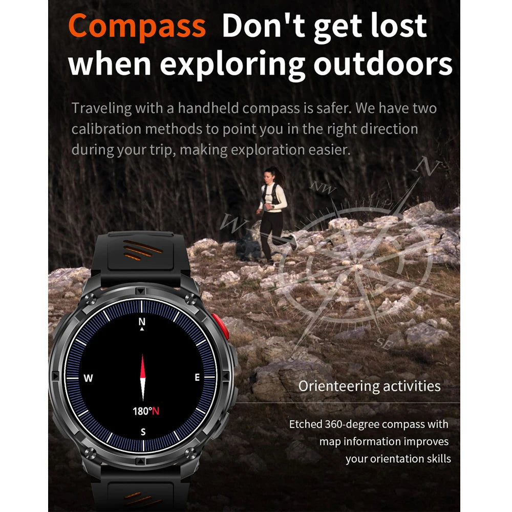 T Rex3 Pro Smartwatch GPS 5ATM Waterproof Outdoor Compass Tracker