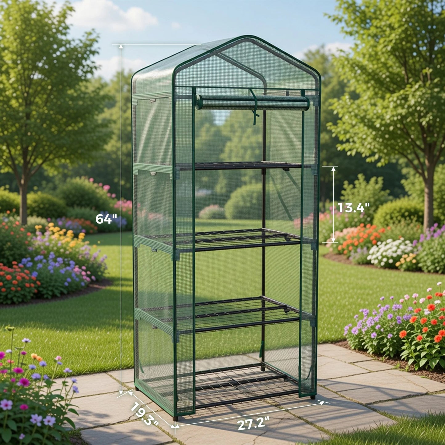 Mini Greenhouse Portable Multi Tier Plant Rack With PE Cover
