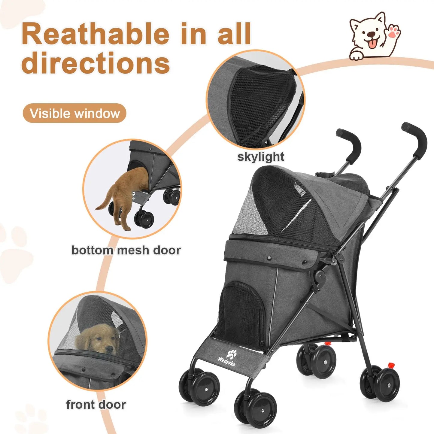Travel Portable Pet Stroller For Small Dogs And Cats