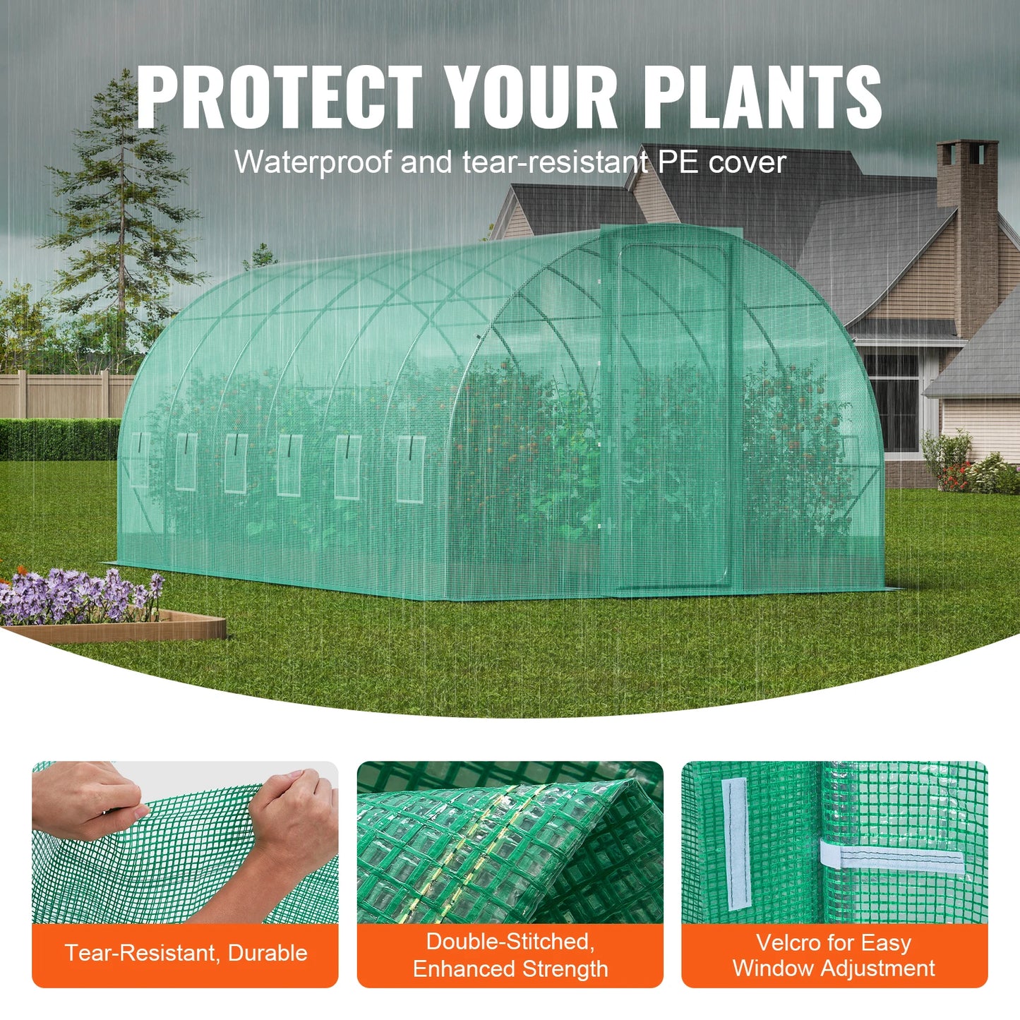 SucceBuy Walk-In Tunnel Greenhouse With Galvanized Steel Frame Outdoor