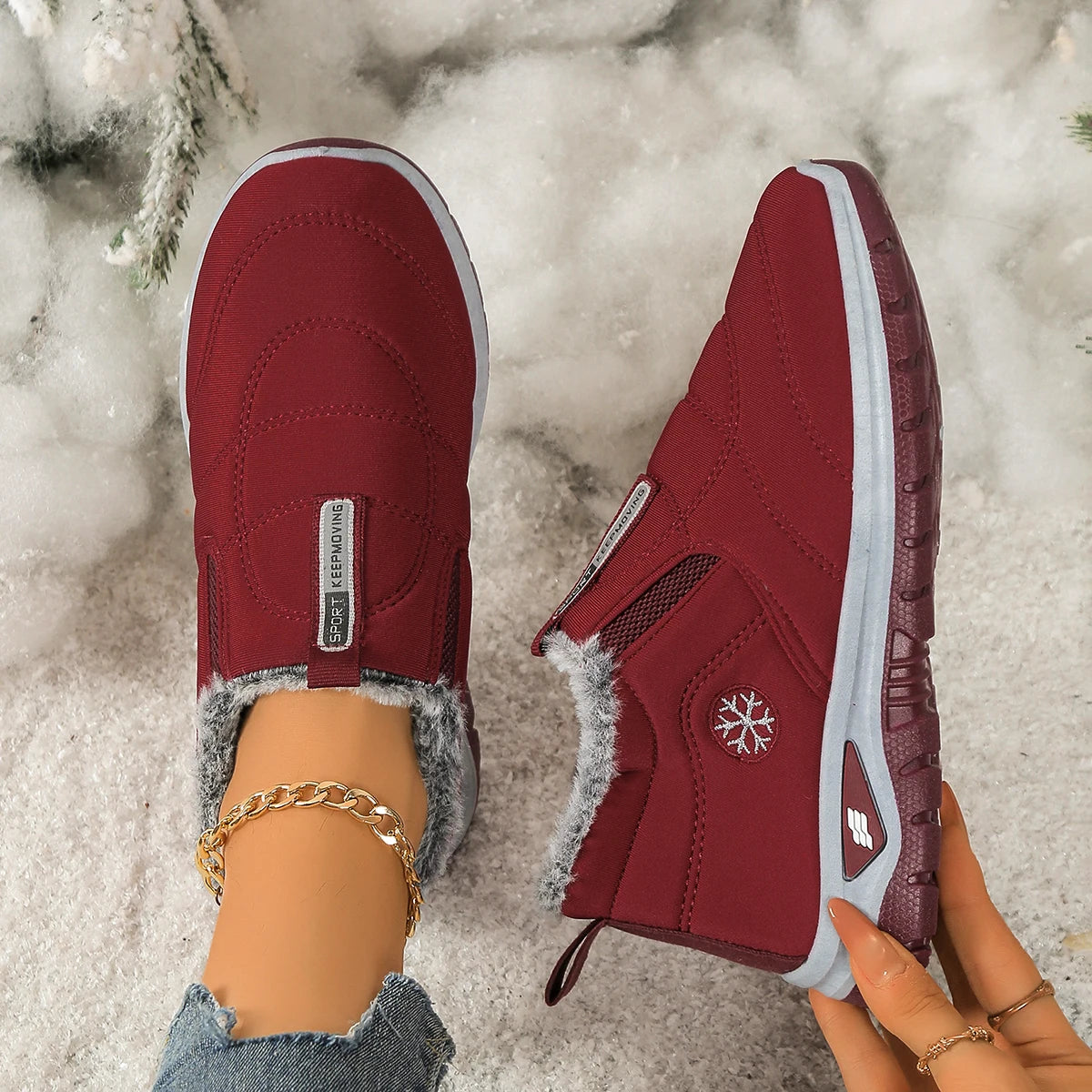 Women's Snow Boots With Fleece Lining For Warmth And Grip