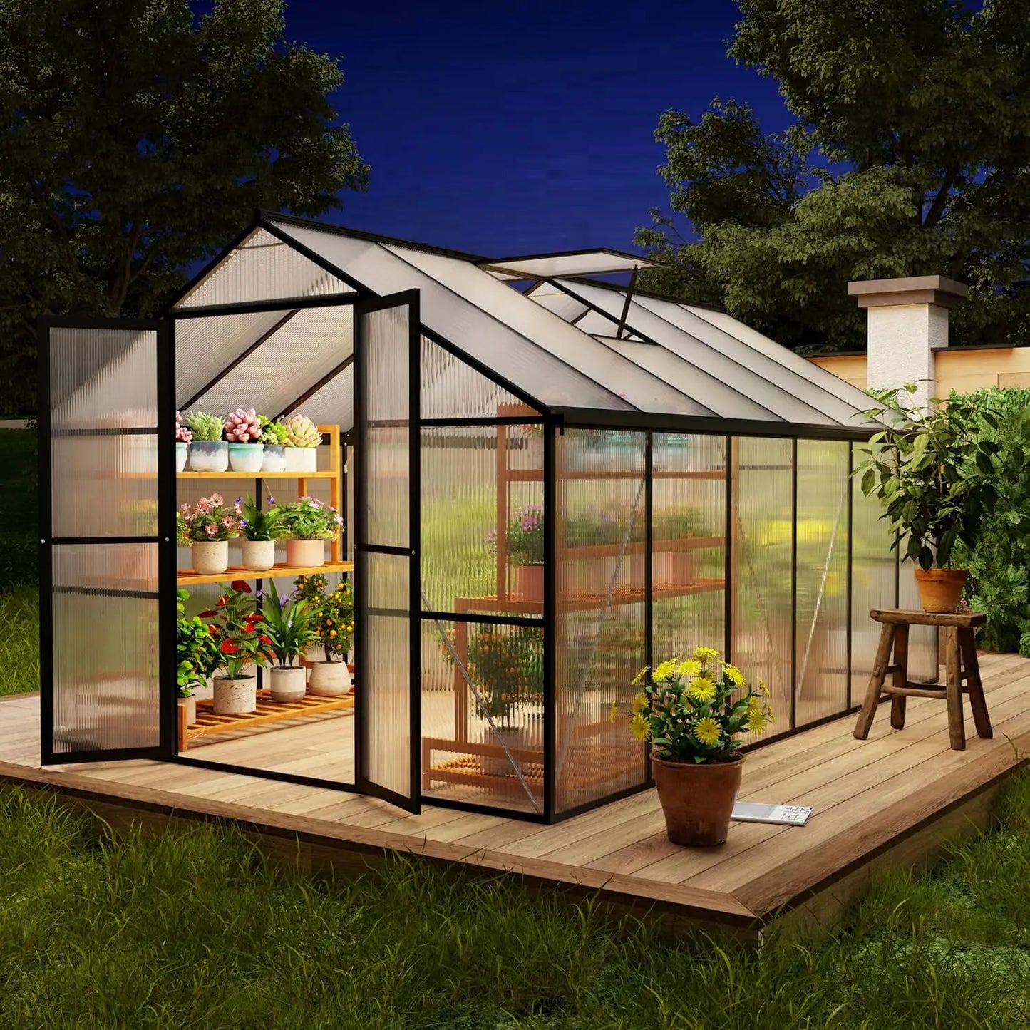 Heavy Duty Outdoor Greenhouse With Aluminum Frame And Polycarbonate Panels