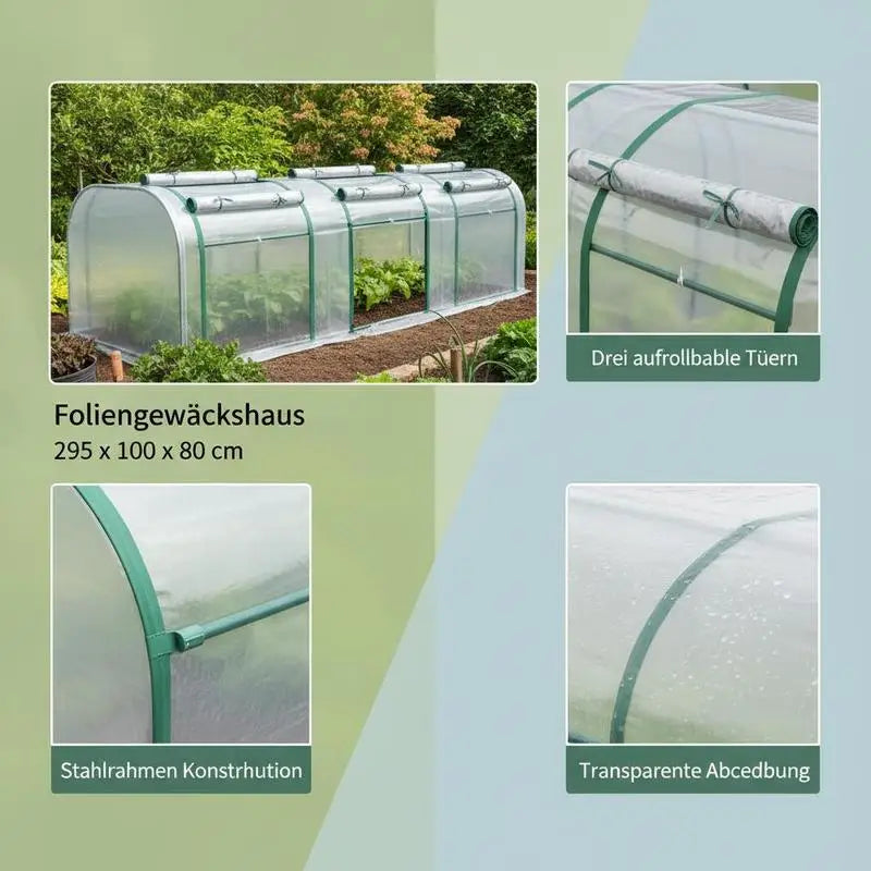 PVC Tunnel Greenhouse With Steel Frame For Garden Backyard