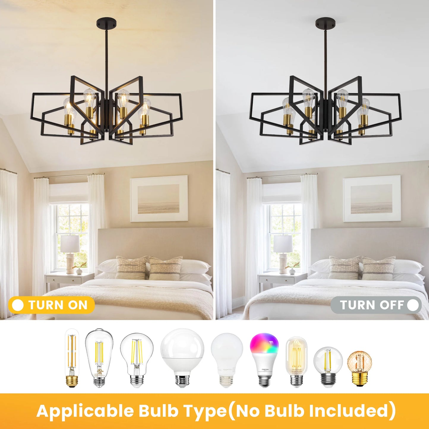 Modern 8 Light Geometric Chandelier With Adjustable Height
