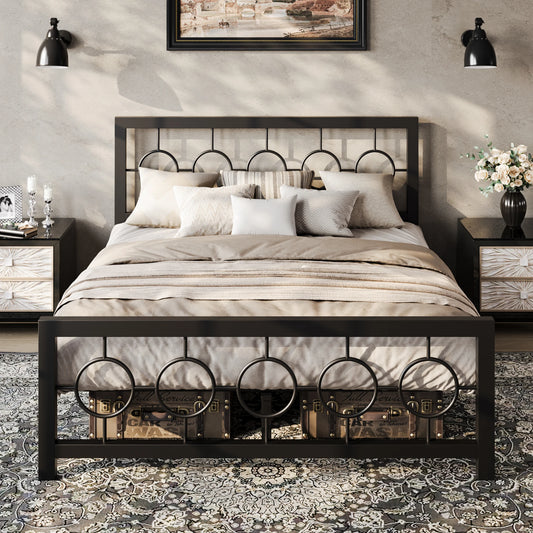 Hoomic Metal Platform Bed With Vintage Design