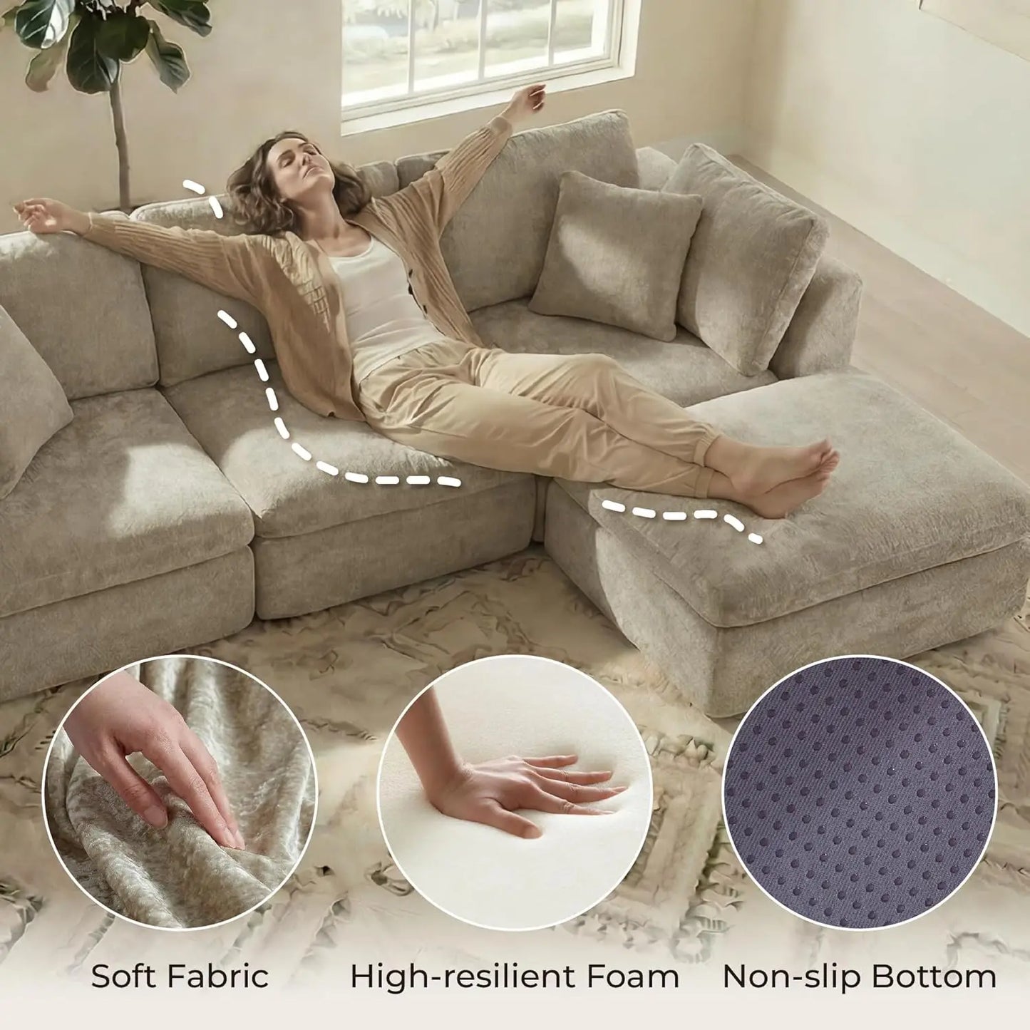 Modular Sectional Sofa With Ottoman L Shape Living Room Furniture