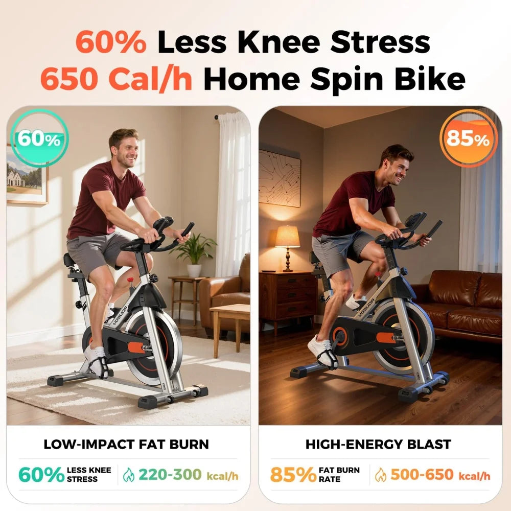 Silent Indoor Spin Bike With Adjustable Seat For Cardio Training At Home