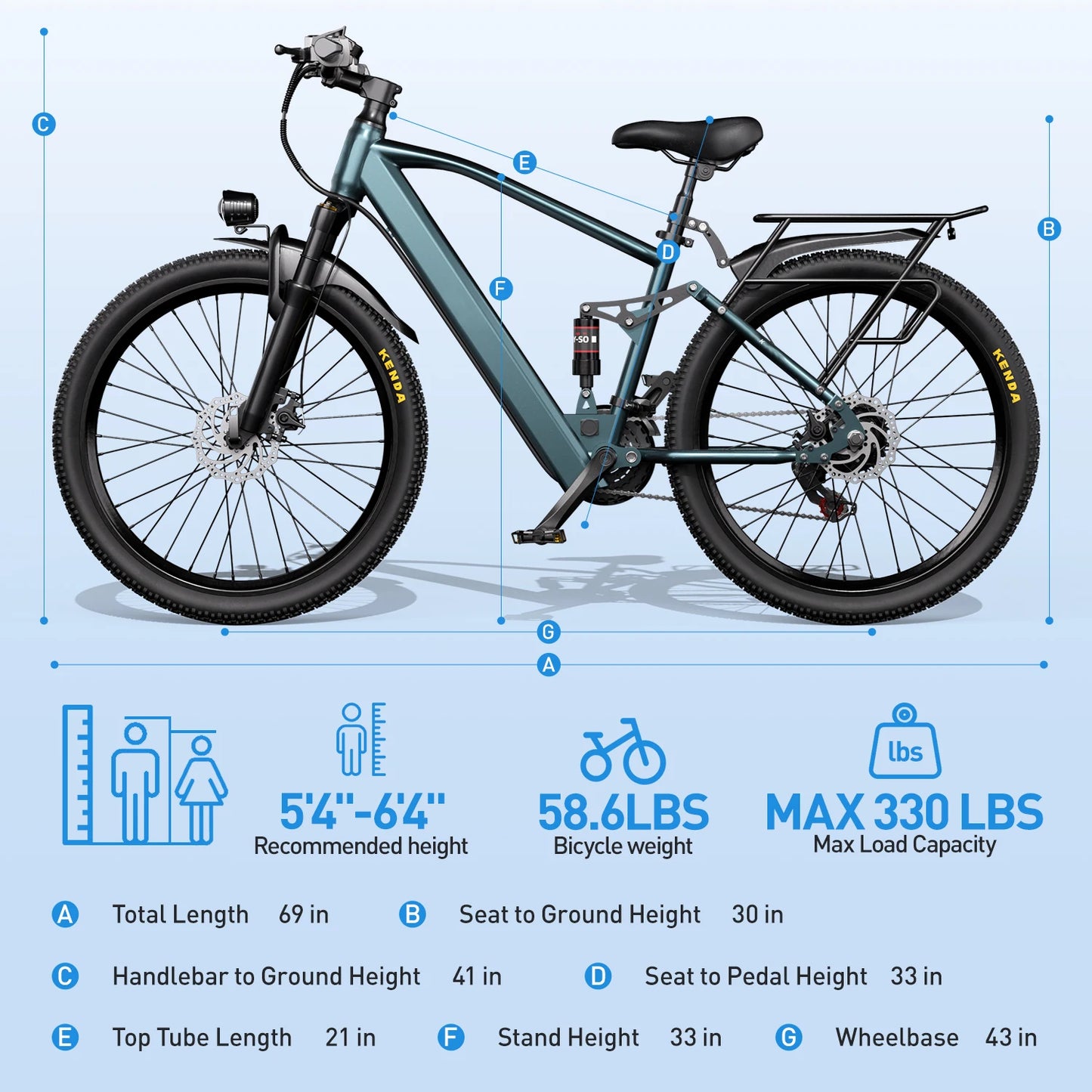 Adults Electric Mountain Bike 36V 500W 21-Speed Ebike