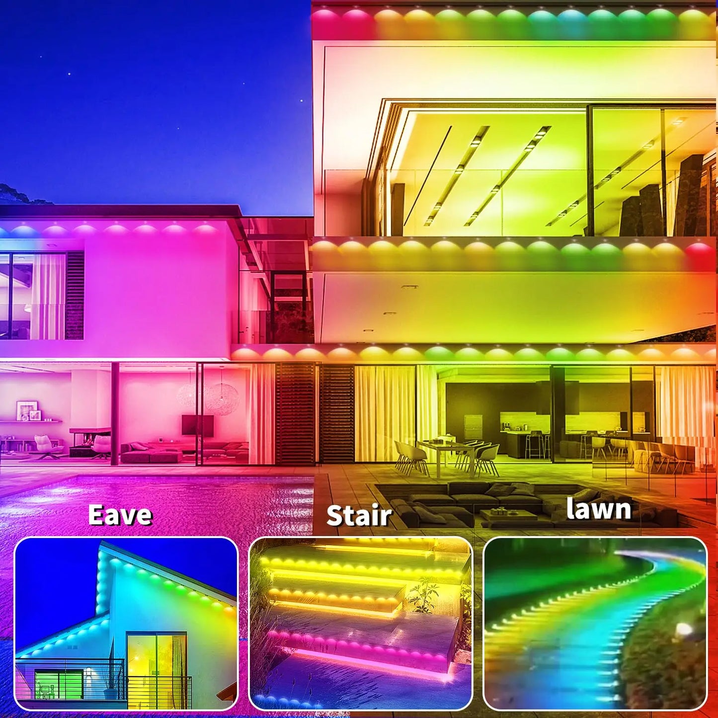 MIMIRGB Smart RGBIC Outdoor String Lights IP67 Waterproof Alexa Compatible