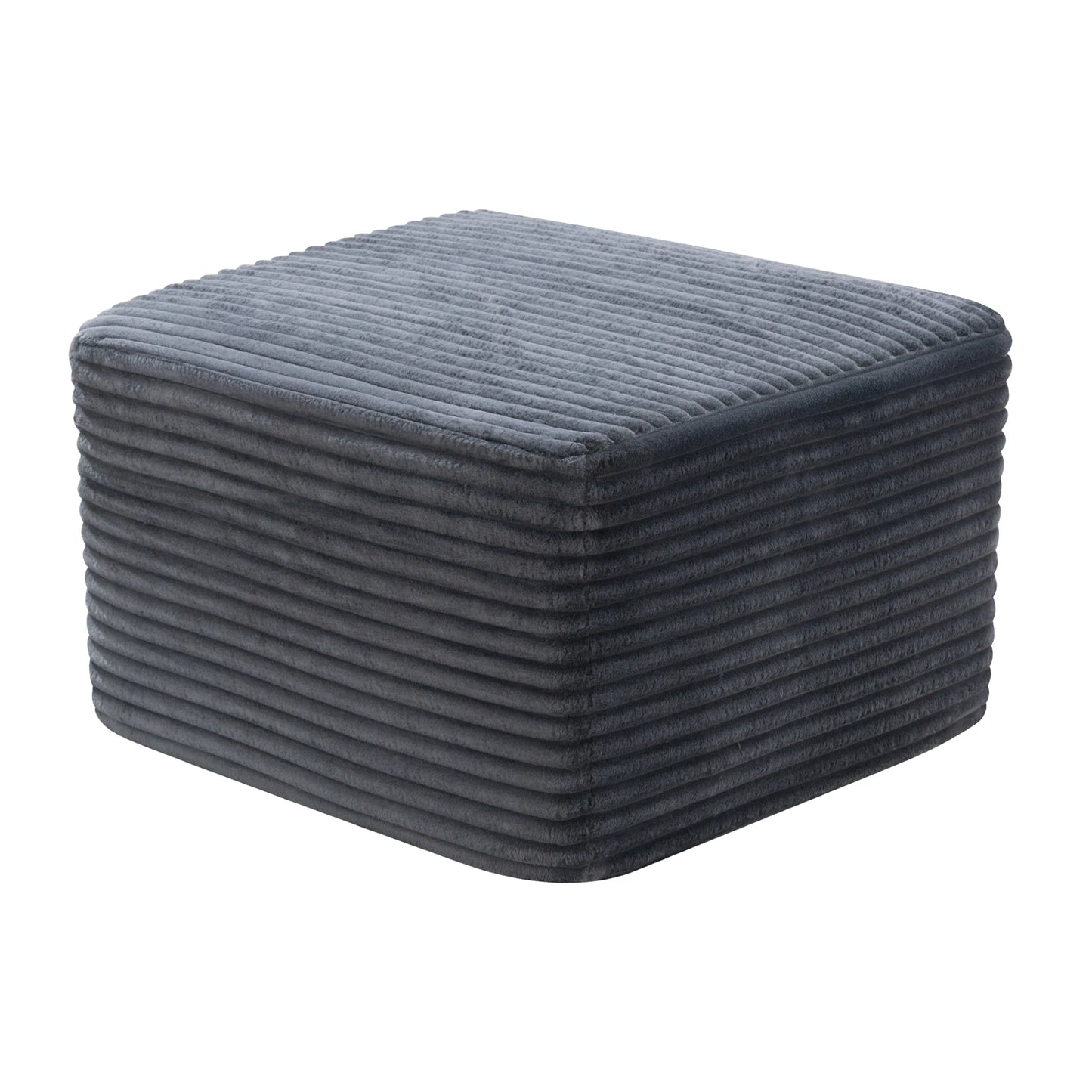 Black Corduroy Modular L-Shape Sectional Sofa With Chaise