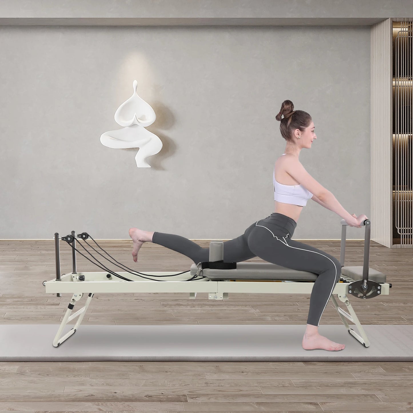 Foldable Pilates Reformer Machine For Yoga Fitness